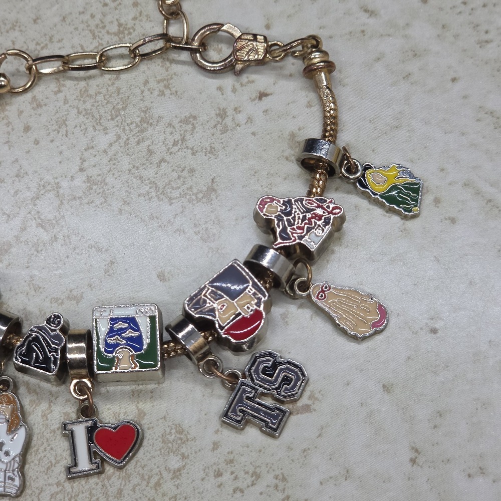 Taylor Swift Swifty Charm Bracelet 11 Enamel Charms Gold Tone - Picture 6 of 8